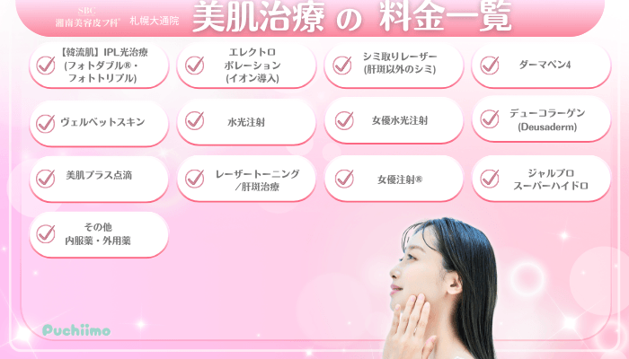 SBC札幌大通美肌治療料金一覧