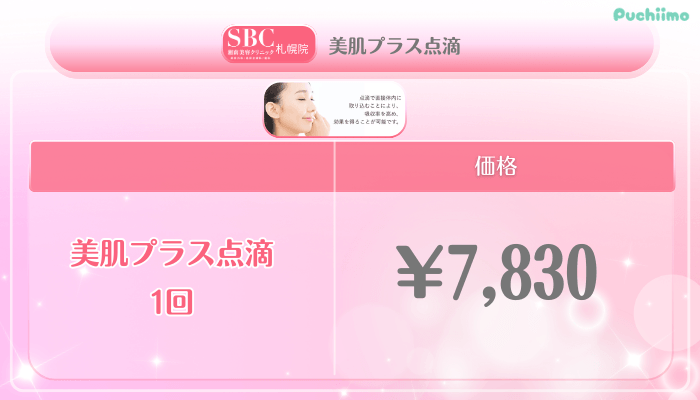SBC札幌美肌治療美肌プラス点滴料金