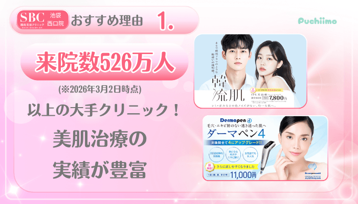 SBC池袋西口美肌治療おすすめ理由1