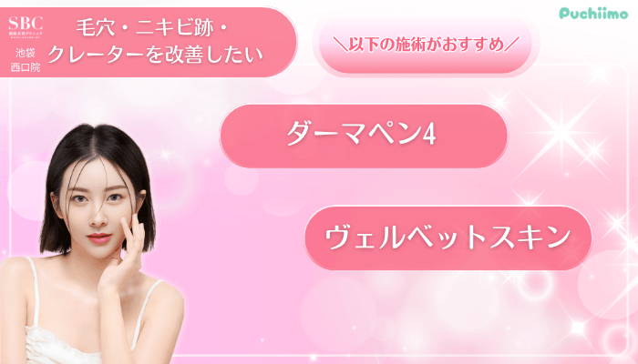 SBC池袋西口美肌治療毛穴・ニキビ跡・クレーターを改善したい方