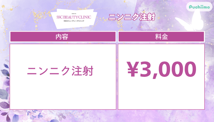 SSCビューティークリニックニンニク注射