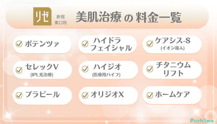 リゼクリニック新宿東口美肌治療料金一覧