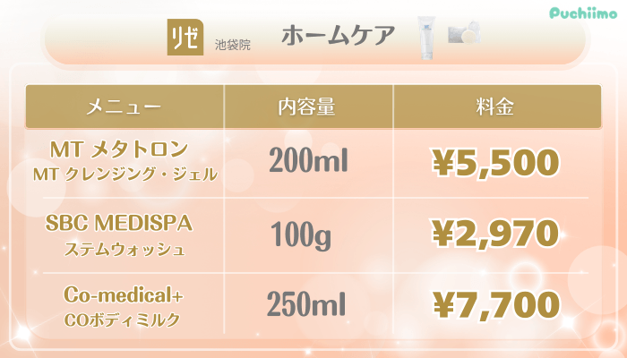 リゼクリニック池袋美肌治療ホームケア料金