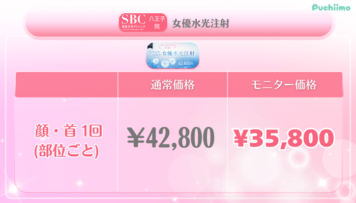 SBC八王子美肌治療女優水光注射料金