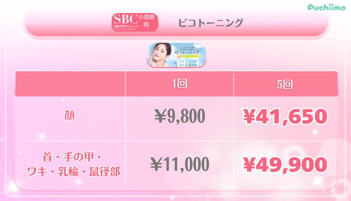 SBC小田原美肌治療ピコトーニング料金