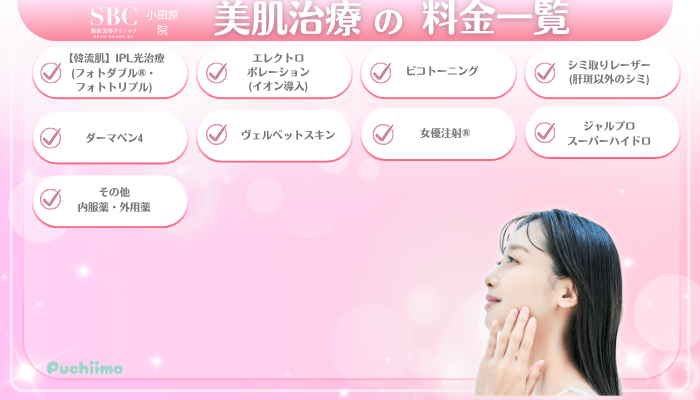 SBC小田原美肌治療料金一覧