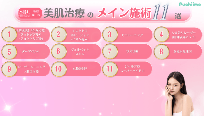 SBC新宿南口美肌治療メイン施術11選