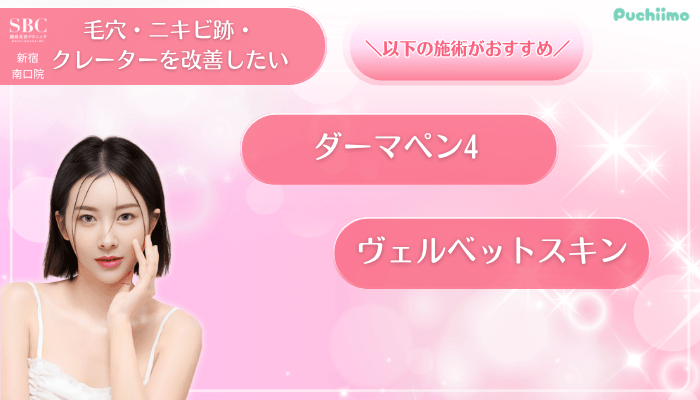 SBC新宿南口美肌治療毛穴・ニキビ跡・クレーターを改善したい方