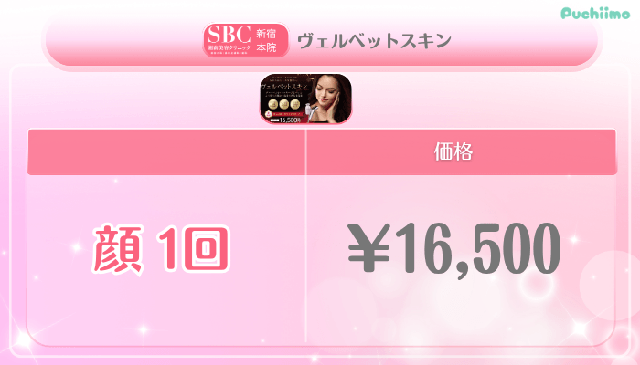 SBC新宿美肌治療ヴェルベットスキン料金