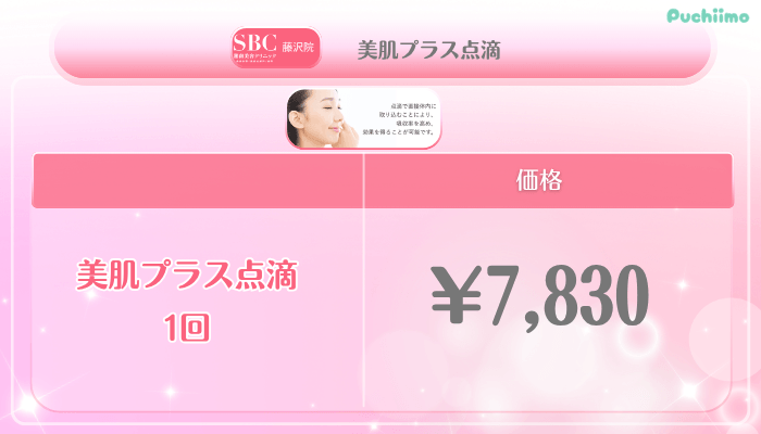 SBC藤沢美肌治療美肌プラス点滴料金