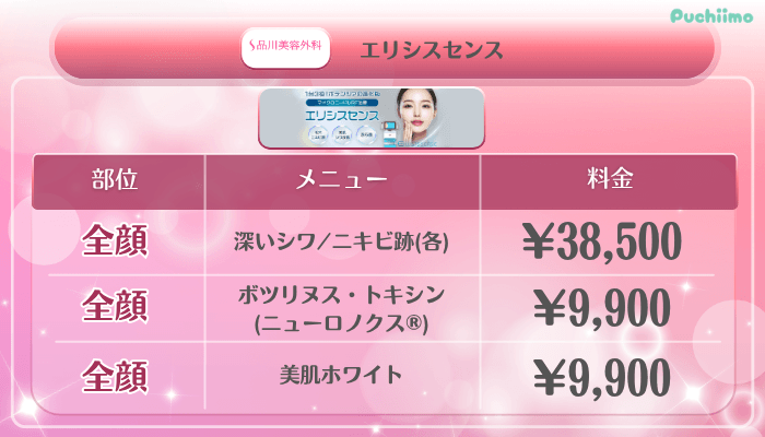 品川美容外科美肌治療エリシスセンス料金