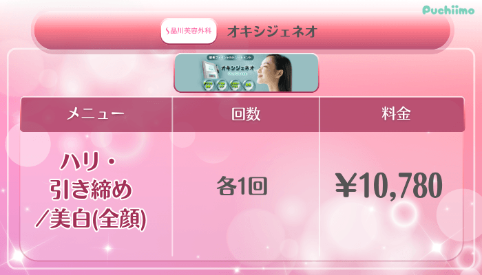 品川美容外科美肌治療オキシジェネオ料金