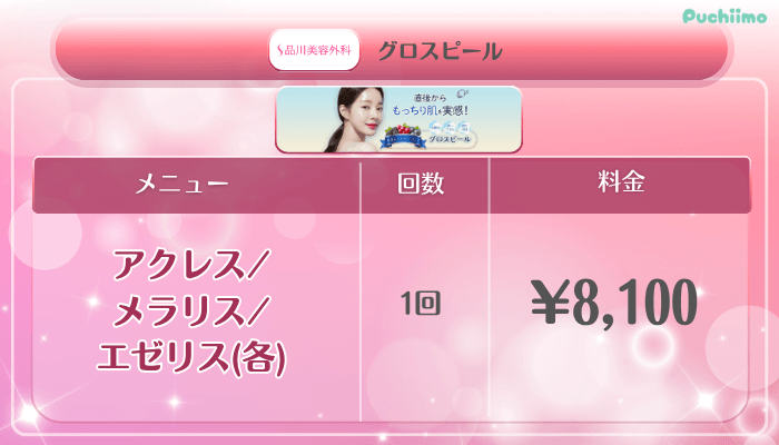 品川美容外科美肌治療グロスピール料金