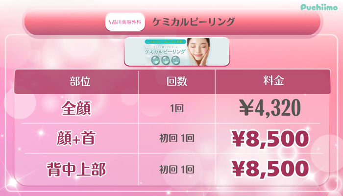品川美容外科美肌治療ケミカルピーリング料金