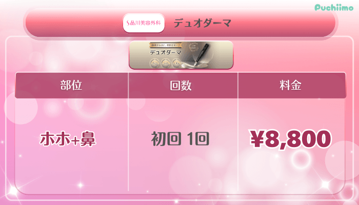 品川美容外科美肌治療デュオダーマ料金