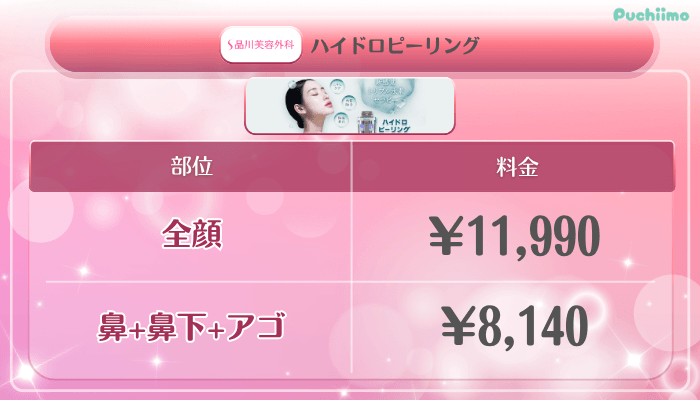品川美容外科美肌治療美肌ハイドロピーリング料金