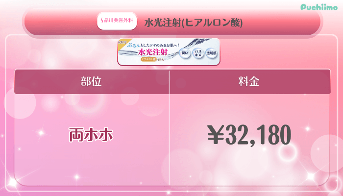 品川美容外科美肌治療美肌水光注射ヒアルロン酸料金