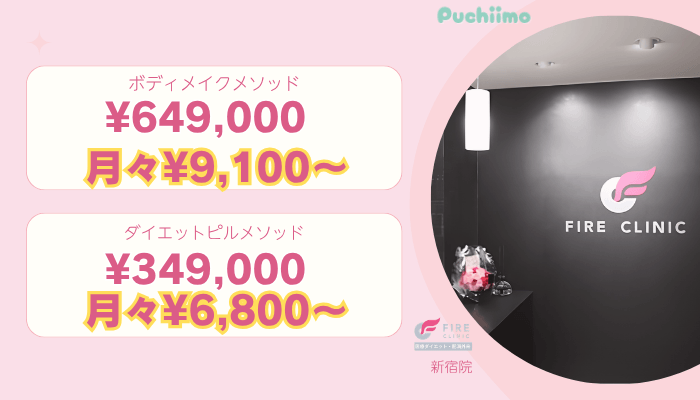 ファイヤークリニック新宿医療痩身比較料金