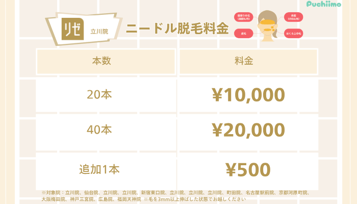 リゼクリニック立川医療脱毛ニードル脱毛料金