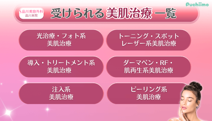 品川美容外科品川受けられる美肌治療一覧