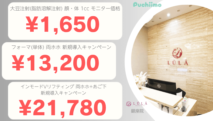 ルラ美容クリニック銀座医療痩身比較料金
