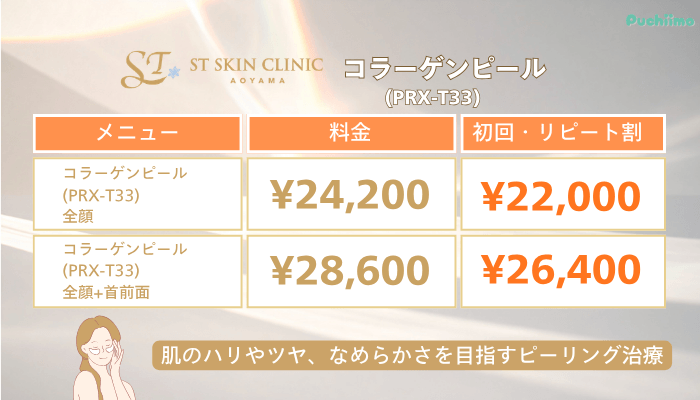 STスキンクリニック青山ヴェルベットスキンコラーゲンピール料金