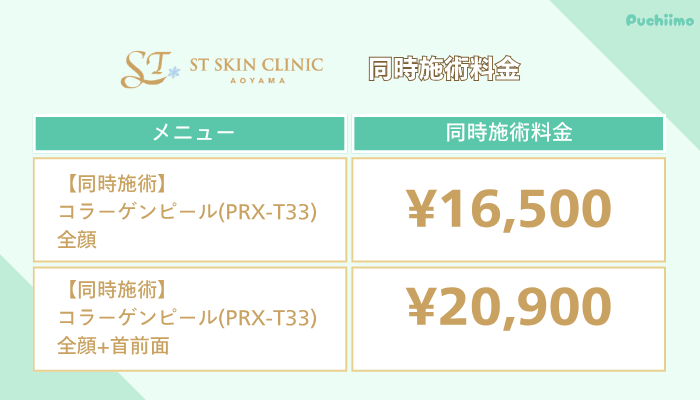 STスキンクリニック青山コラーゲンピール同時施術料金
